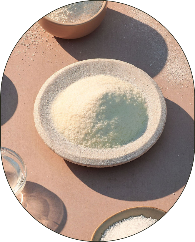 A bowl of Sodium Polyitaconate, positioned against a neutral background with thrown shadows. - Card 3