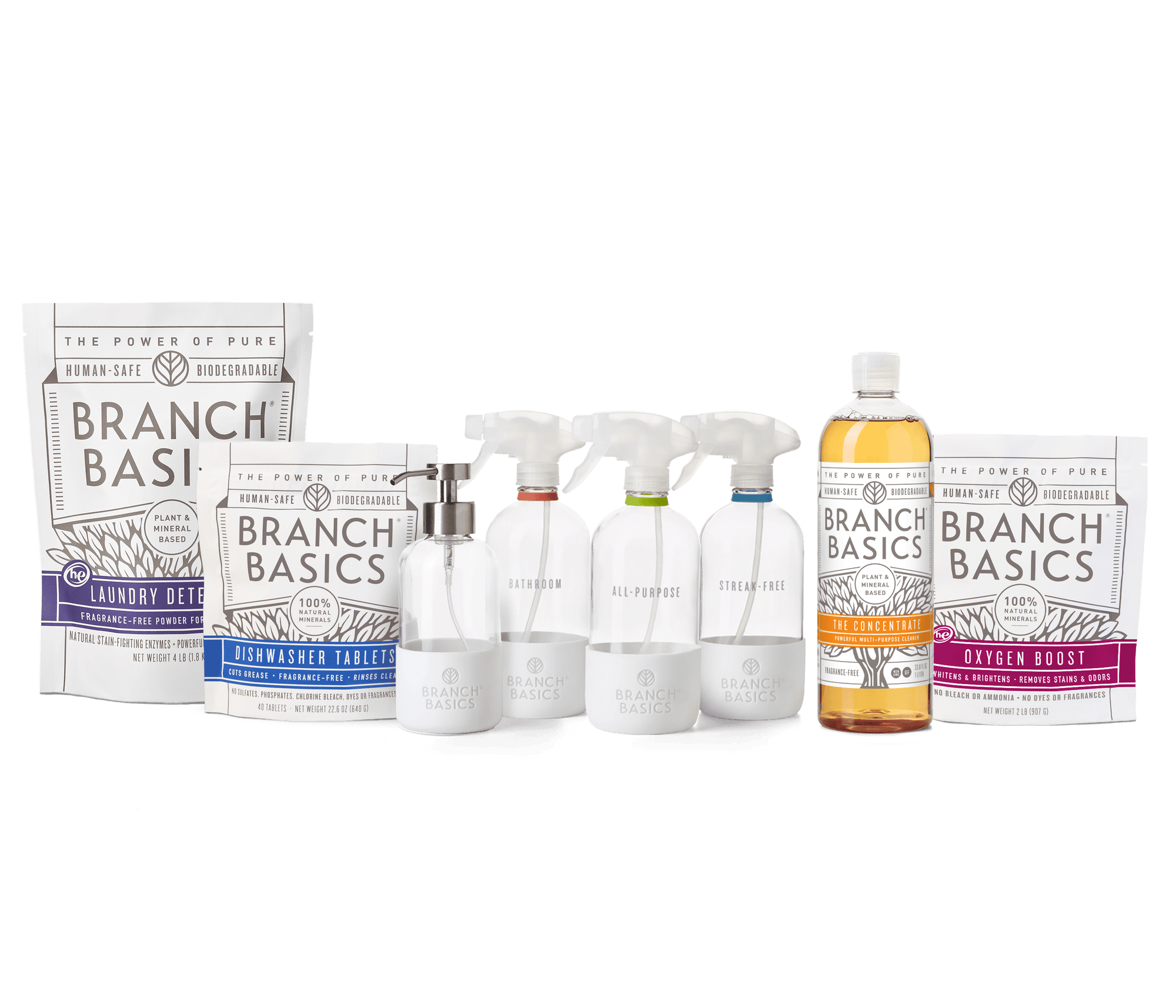 The Ultimate Starter Kit featuring refillable Glass bottles, displayed against a transparent background. - View 2
