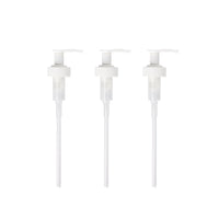 A trio of plastic Pumps for Glass Gel Hand Soap bottles, displayed on a white background. - Thumbnail View 2
