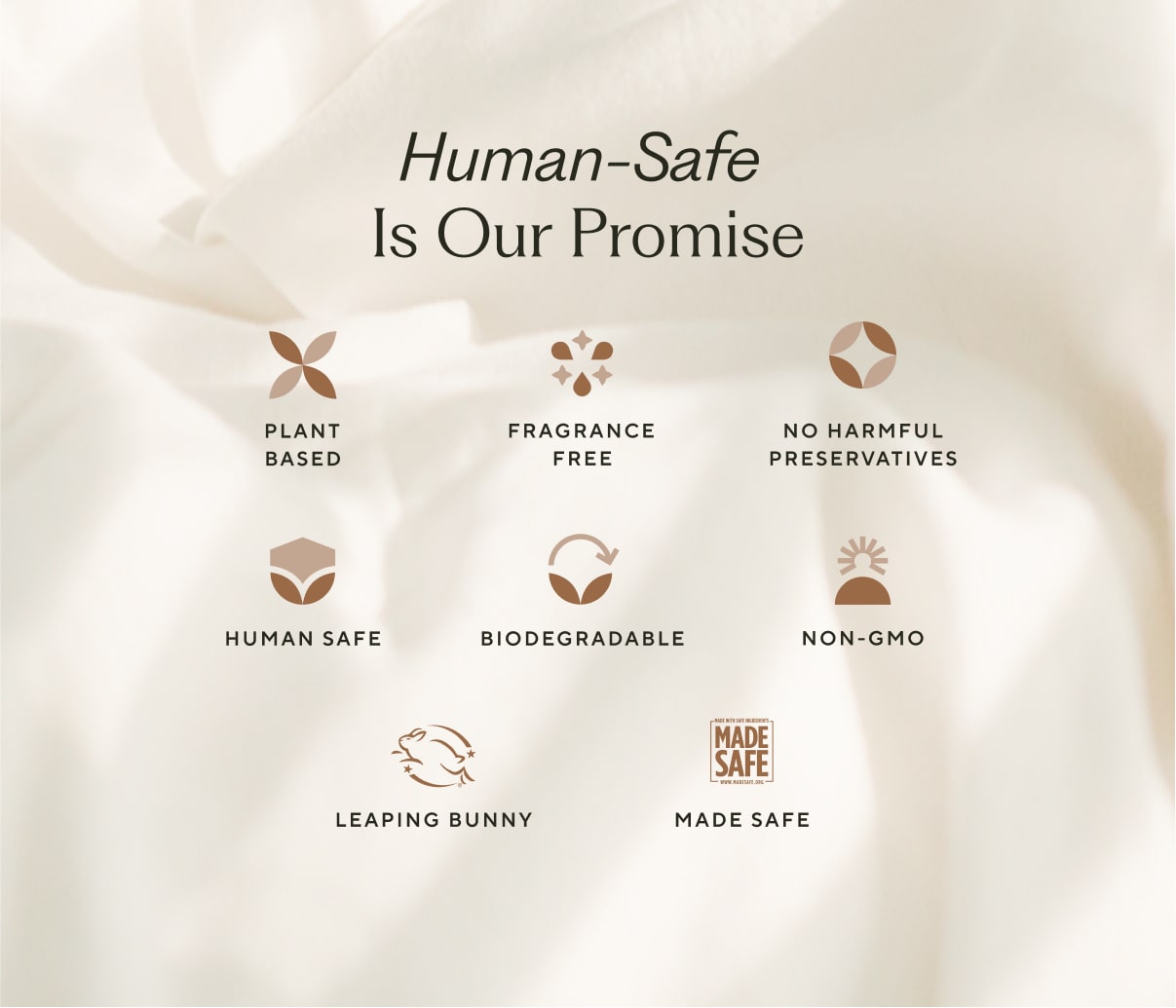Embedded text that highlights Branch Basics's human-safe promises, including: plant-based, biodegradable, no harmful preservatives, human-safe, fragrance-free, and non-GMO. - View 6
