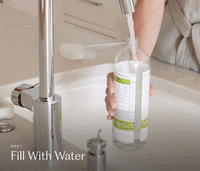 A GIF featuring step-by-step instructions that tell users how to fill Plastic Branch Basics bottles. - Thumbnail View 4
