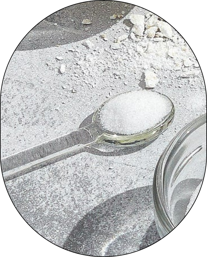 A small, clear spoon containing Poly (itaconic acid-co-AMPS) Sodium Salt, positioned against a neutral background. - Card 1
