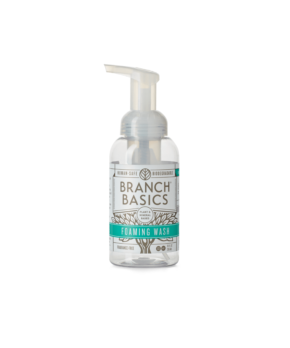 A single refillable Plastic Foaming Wash Bottle, displayed on a transparent background. - View 1
