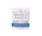 A pouch of Branch Basics Dishwasher Tablets. The packaging is white with blue and grey accents.