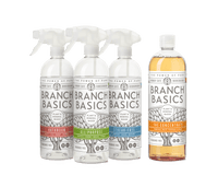 The Cleaning Essentials Kit featuring refillable Plastic bottles, displayed against a transparent background. - Thumbnail View 2

