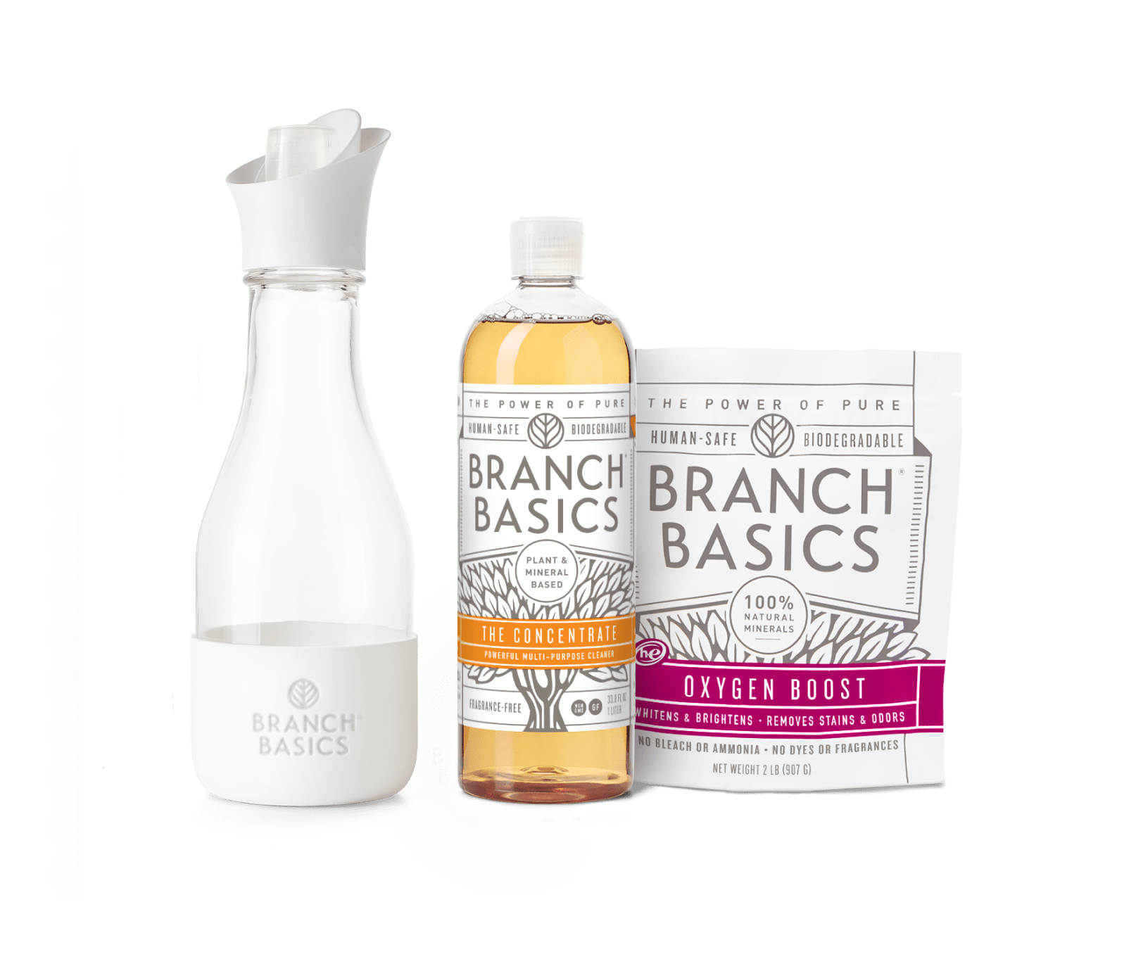 The Laundry Kit featuring a refillable Glass bottle, displayed on a transparent background. - View 1
