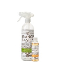 The Trial Kit featuring a refillable Plastic bottle and a mini-bottle of Branch Basics Concentrate, displayed against a transparent background. - Thumbnail View 1
