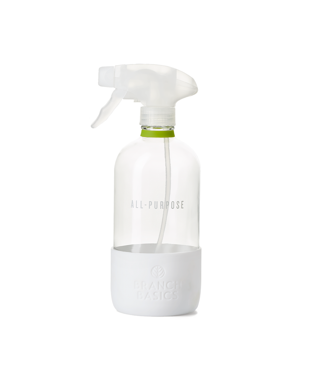 Reusable 16 oz Glass Spray Bottle (Empty) with Silicone Cushion Base